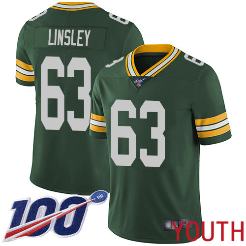 Green Bay Packers Limited Green Youth #63 Linsley Corey Home Jersey Nike NFL 100th Season Vapor Untouchable